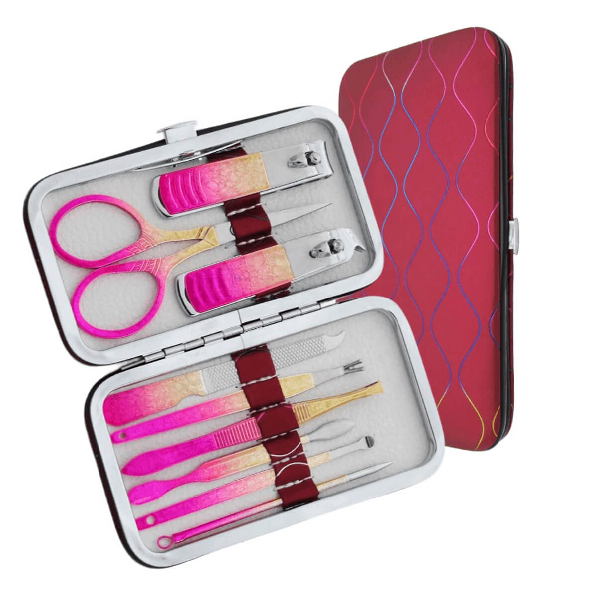 Kit Estojo Manicure 12 Peças Alta qualidade Aço Inoxidável Profissional Sintético Rosa e Dourado - Imagem 5